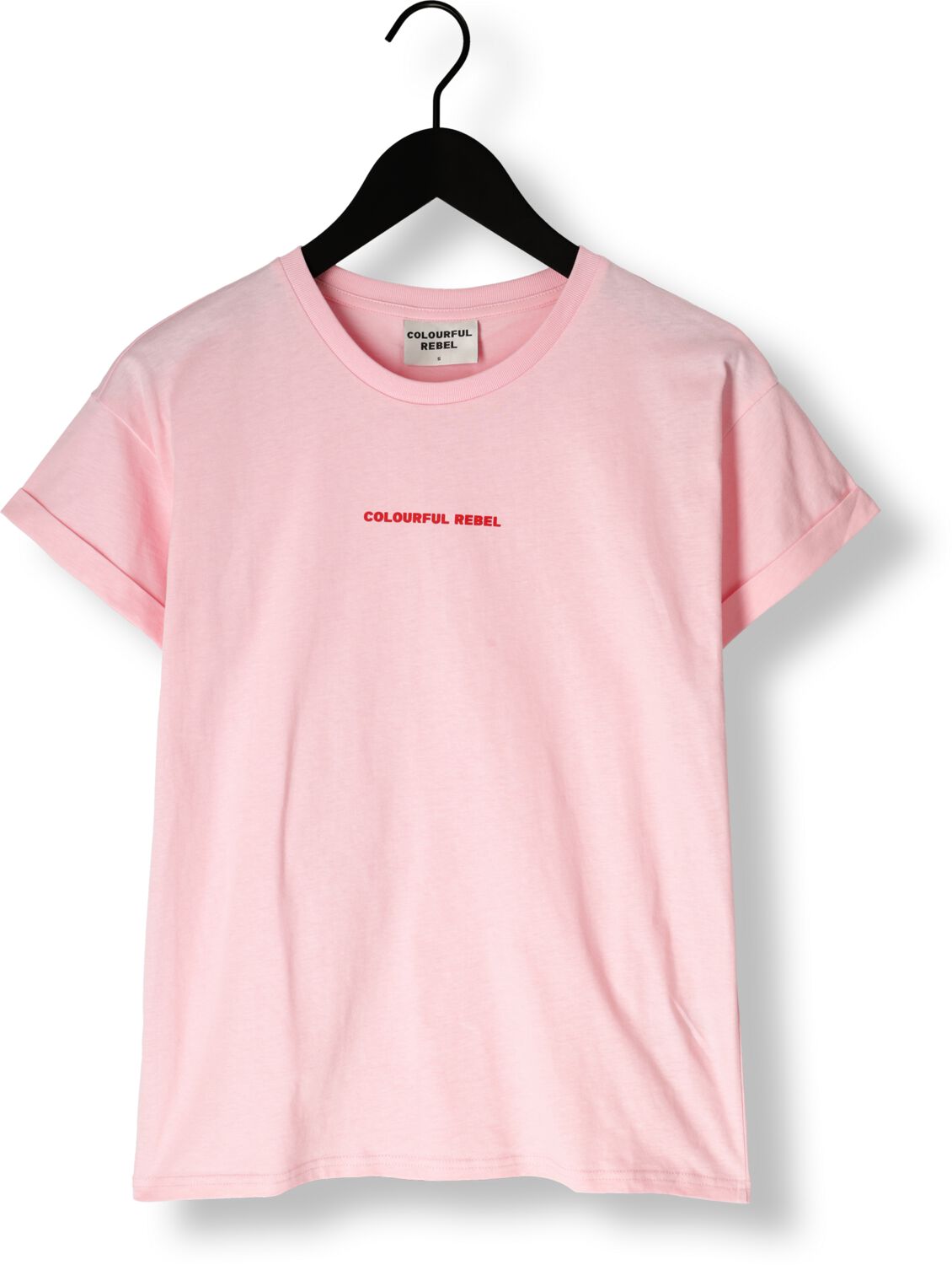 COLOURFUL REBEL Dames Tops & T-shirts Uni Logo Boxy Tee Roze
