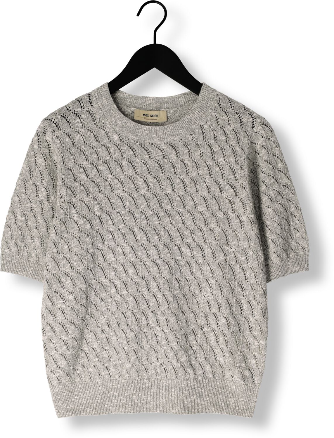MOS MOSH Dames Tops & T-shirts Mmkarin Marisol Ss Linen Knit Lichtgrijs