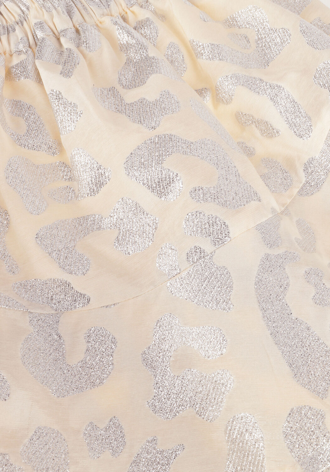 Beige ALIX THE LABEL Minirok LADIES WOVEN LUREX ANIMAL RUFFLE SKIRT - large