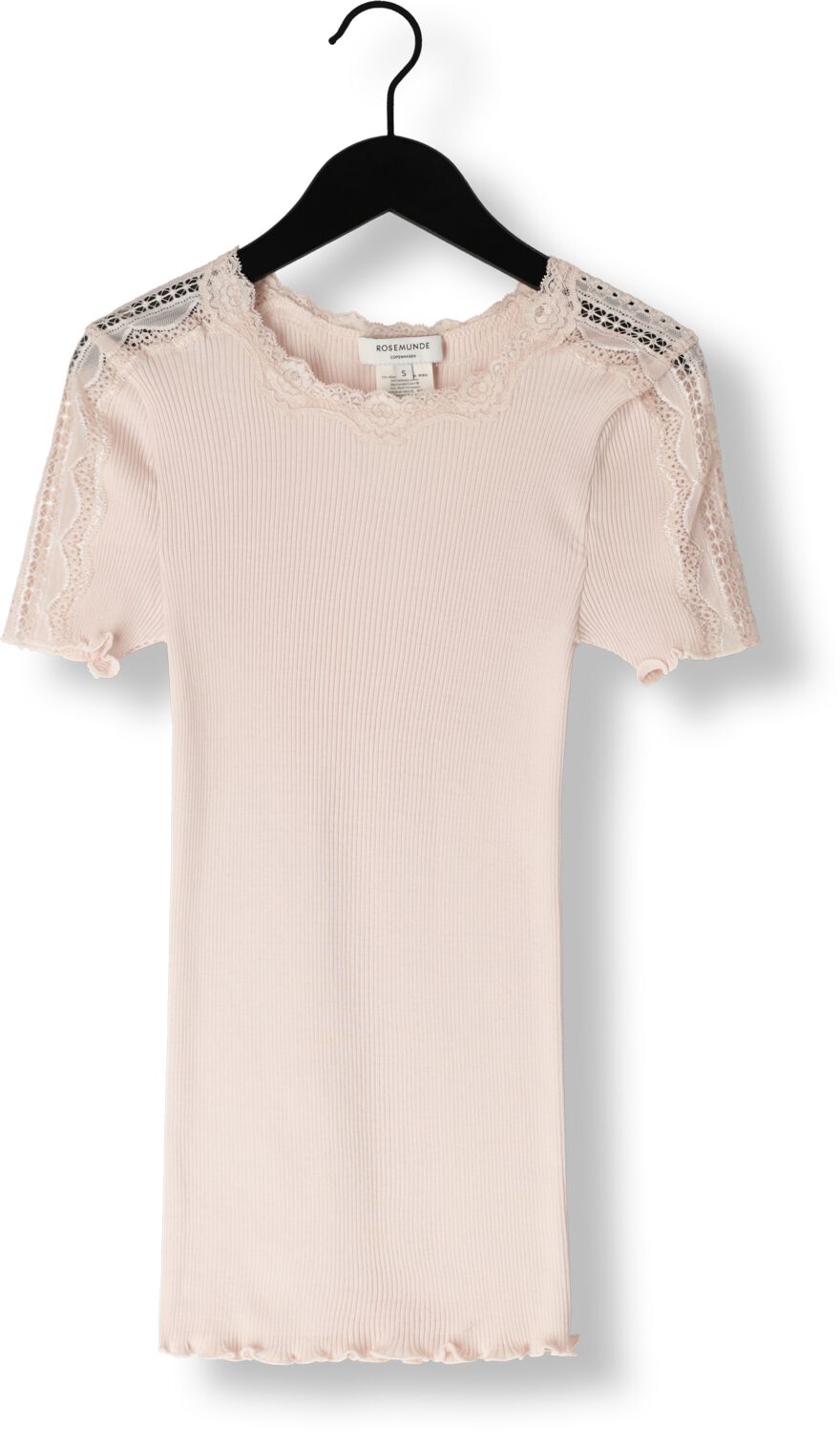 ROSEMUNDE Dames Tops & T-shirts Benita Silk T-shirt W Lace Lichtroze