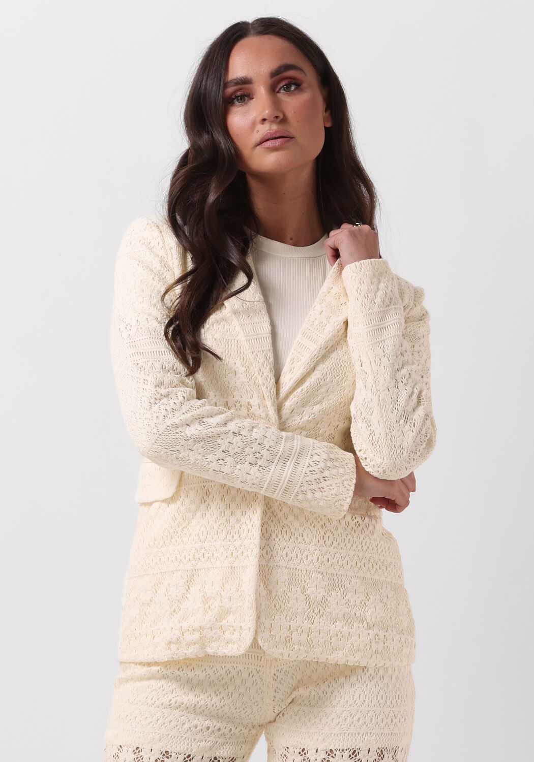 LIU JO Dames Blazers Pizzo Macrame Tp Jacket Creme