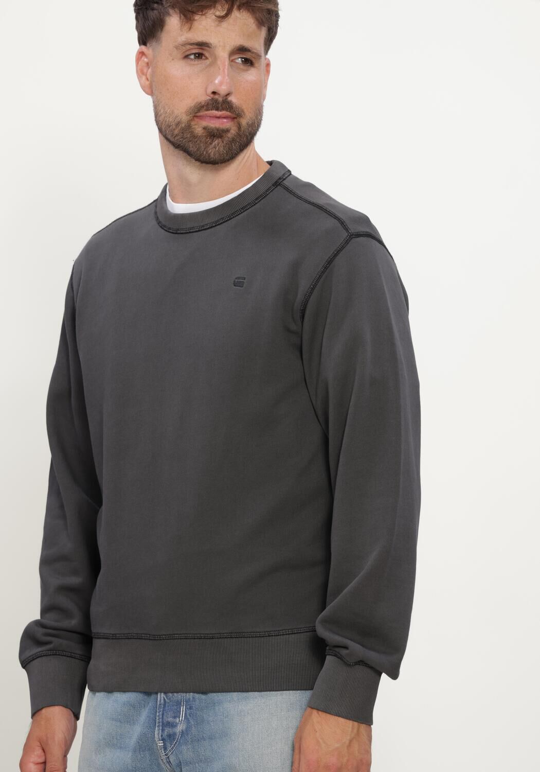 Donkergrijze G-STAR RAW Sweater UNIT WASHED R SW L\S - large