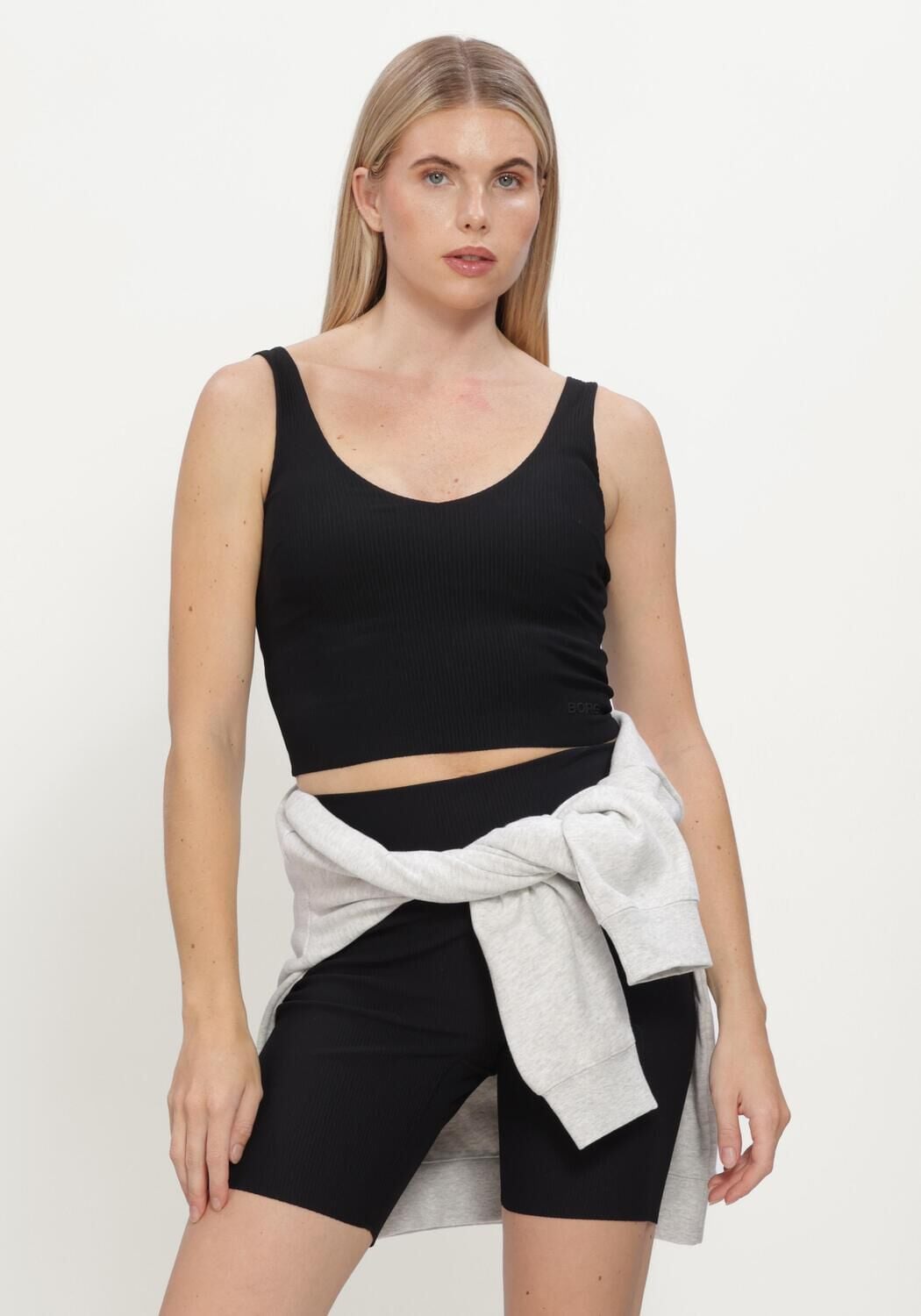 BJORN BORG Dames Tops & T-shirts Studio Ribbed V-neck Top Zwart