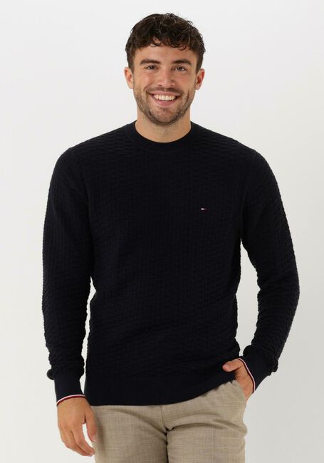 Donkerblauwe TOMMY HILFIGER Trui EXAGGERATED STRUCTURE CREW NECK - large