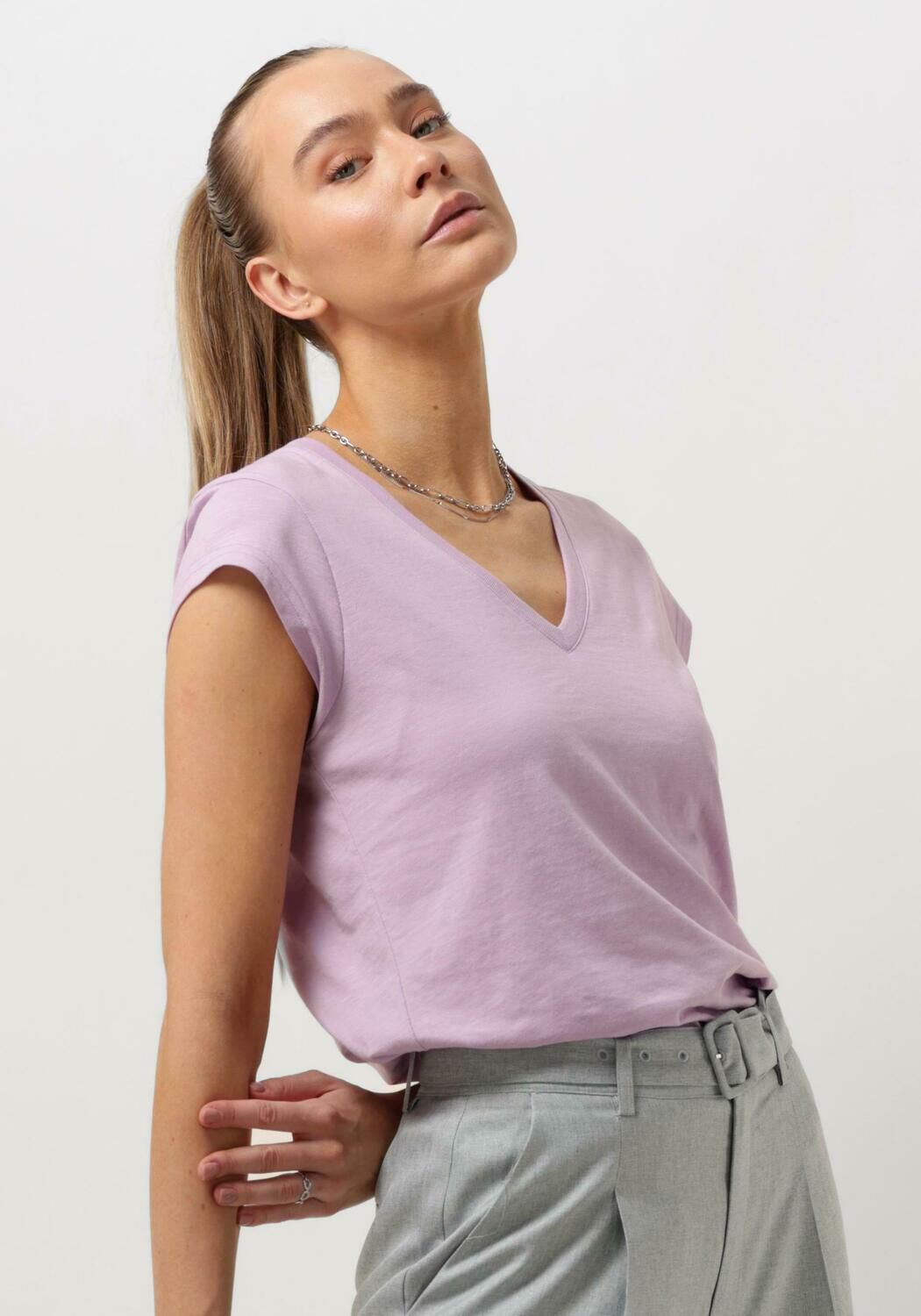 CC HEART Dames Tops & T-shirts Basic V-neck T-shirt Lila