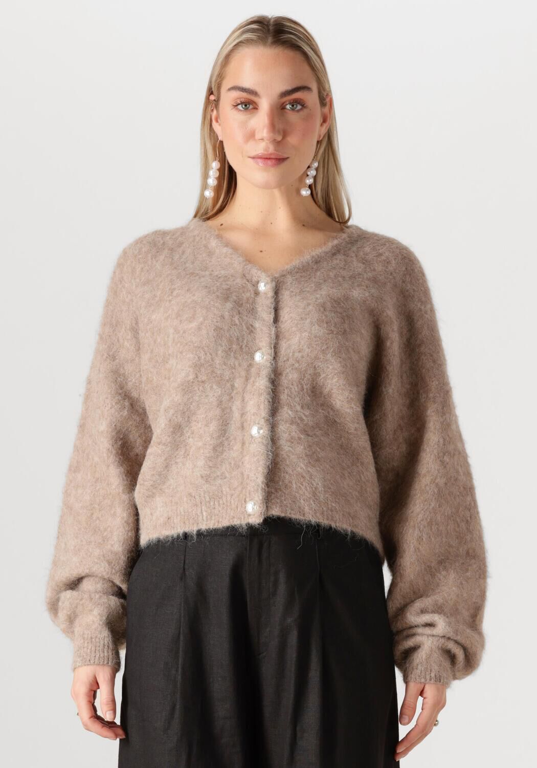 Gestuz Zachte Gebreide Vest Warm Sand Melange Brown Dames