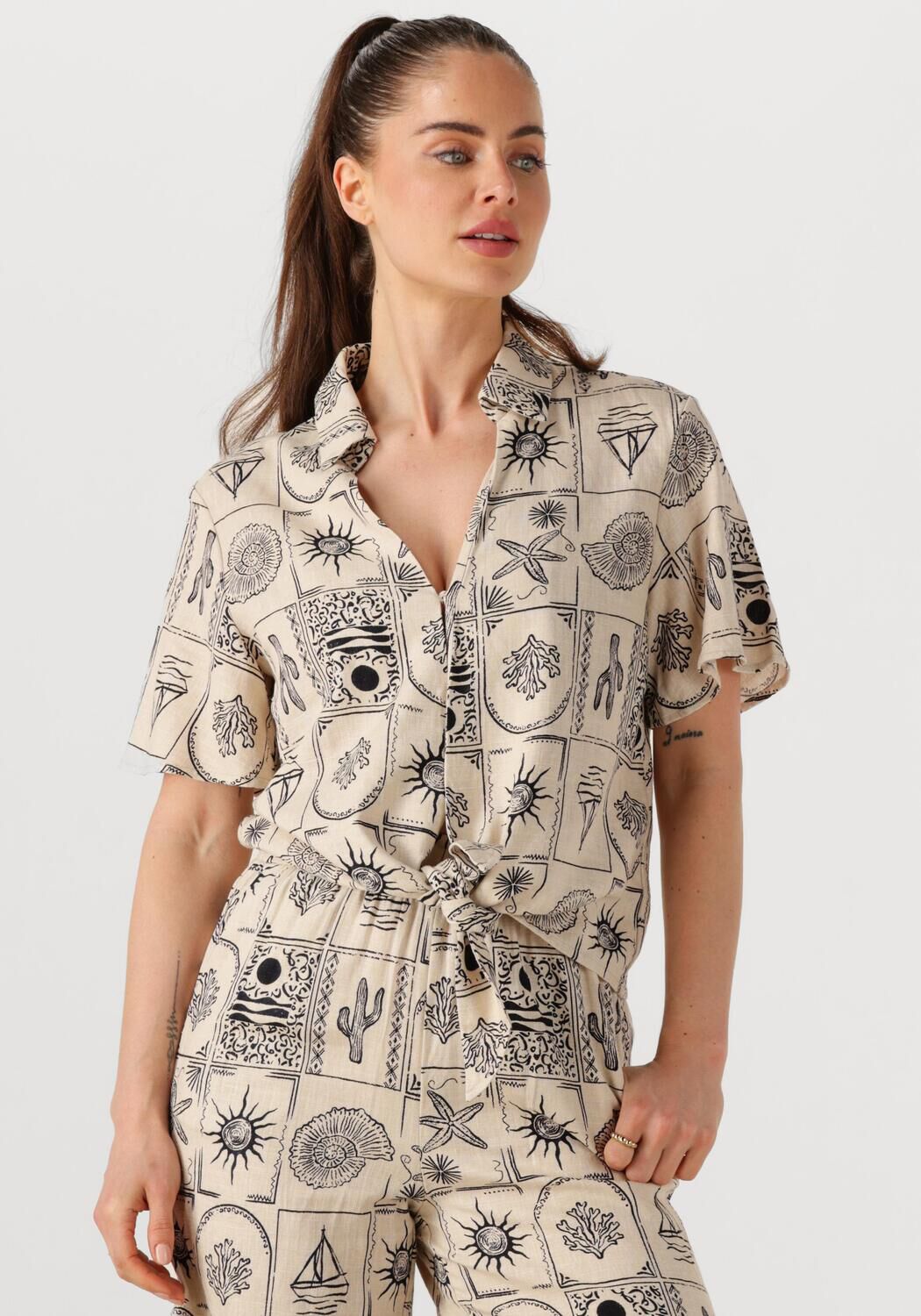 OBJECT Dames Blouses Objember Re S s Tie Shirt 139 Ecru