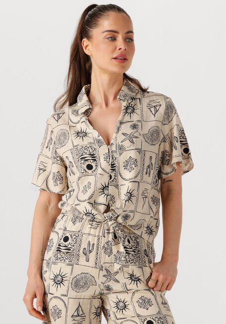 Ecru OBJECT Blouses OBJEMBER RE S/S TIE SHIRT 139 - large