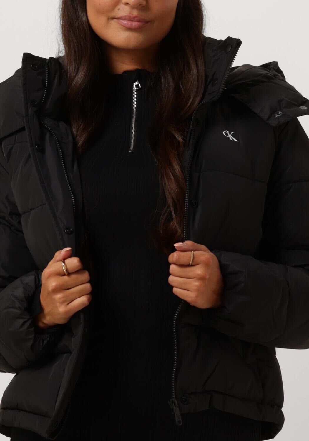 CALVIN KLEIN Dames Jassen Matte Monologo Nd Short Puffer Zwart