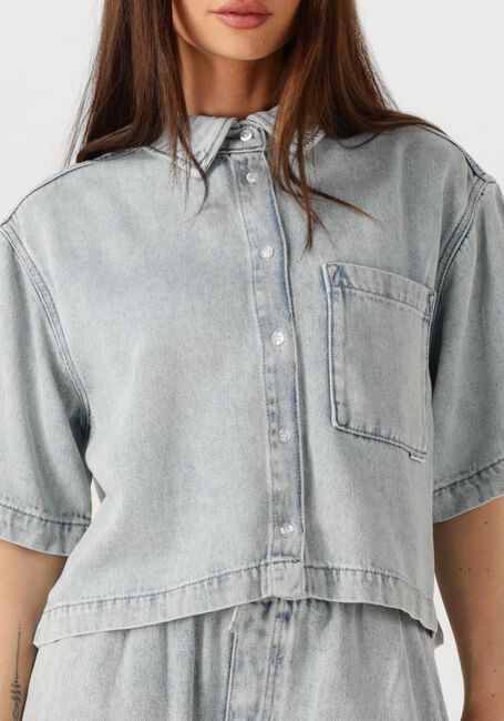 Blauwe CATWALK JUNKIE Blouses SHORT SLEEVE DENIM BLOUSE - large