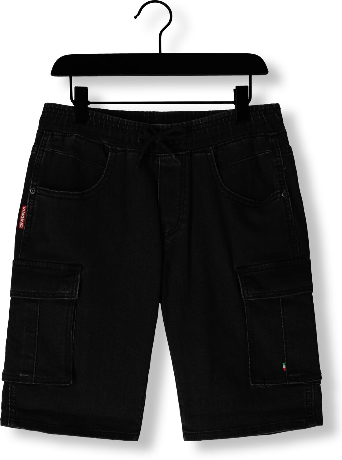 VINGINO cargo short Cecario black denim Korte broek Zwart Jongens Stretchdenim 164