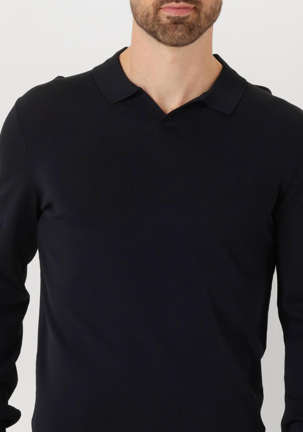 GENTILUOMO Heren Truien & Vesten Polo No Button Ls K2039-260 Donkerblauw