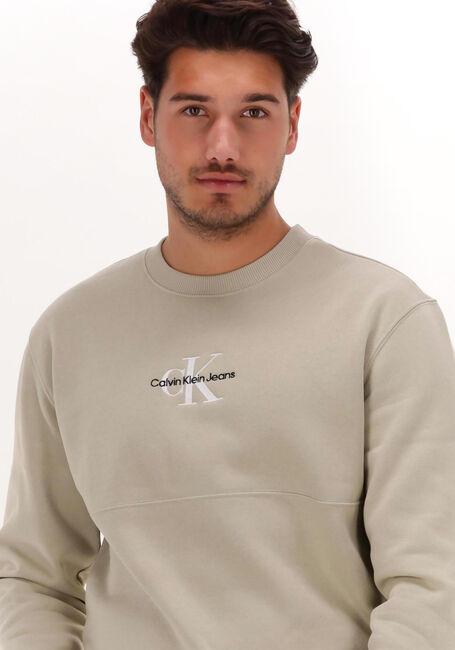 Zand CALVIN KLEIN Sweater MONOGRAM LOGO CREW NECK - large
