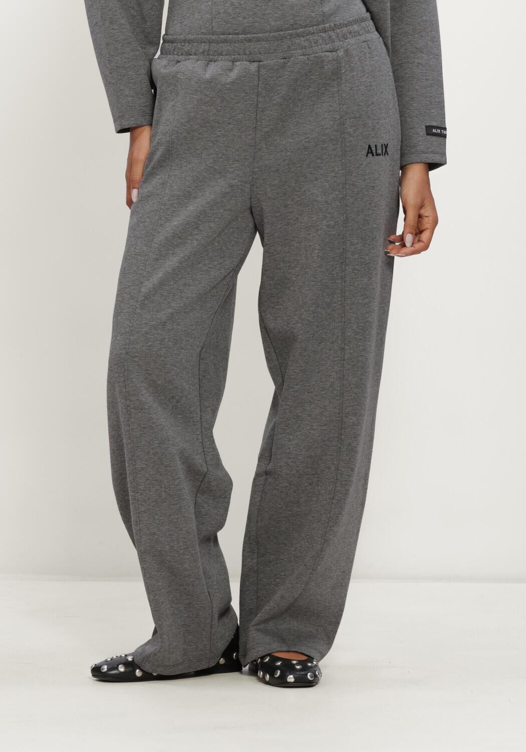 Grijze ALIX THE LABEL Barrel jeans LADIES KNITTED BARREL PANTS - large