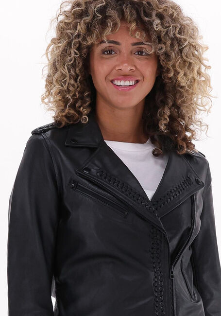 Zwarte GOOSECRAFT Leren jas JADE BRAIDED - large