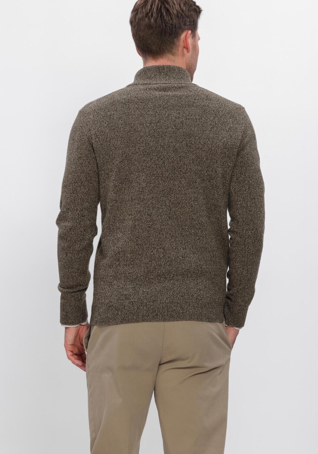 Bruine PROFUOMO Trui PULLOVER HALF ZIP 80/20 - large