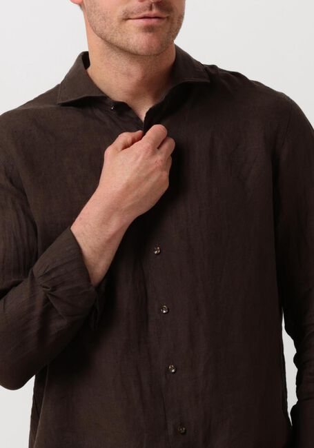 Bruine PROFUOMO Casual overhemd SHIRT X-CUTAWAY SC LINNEN - large