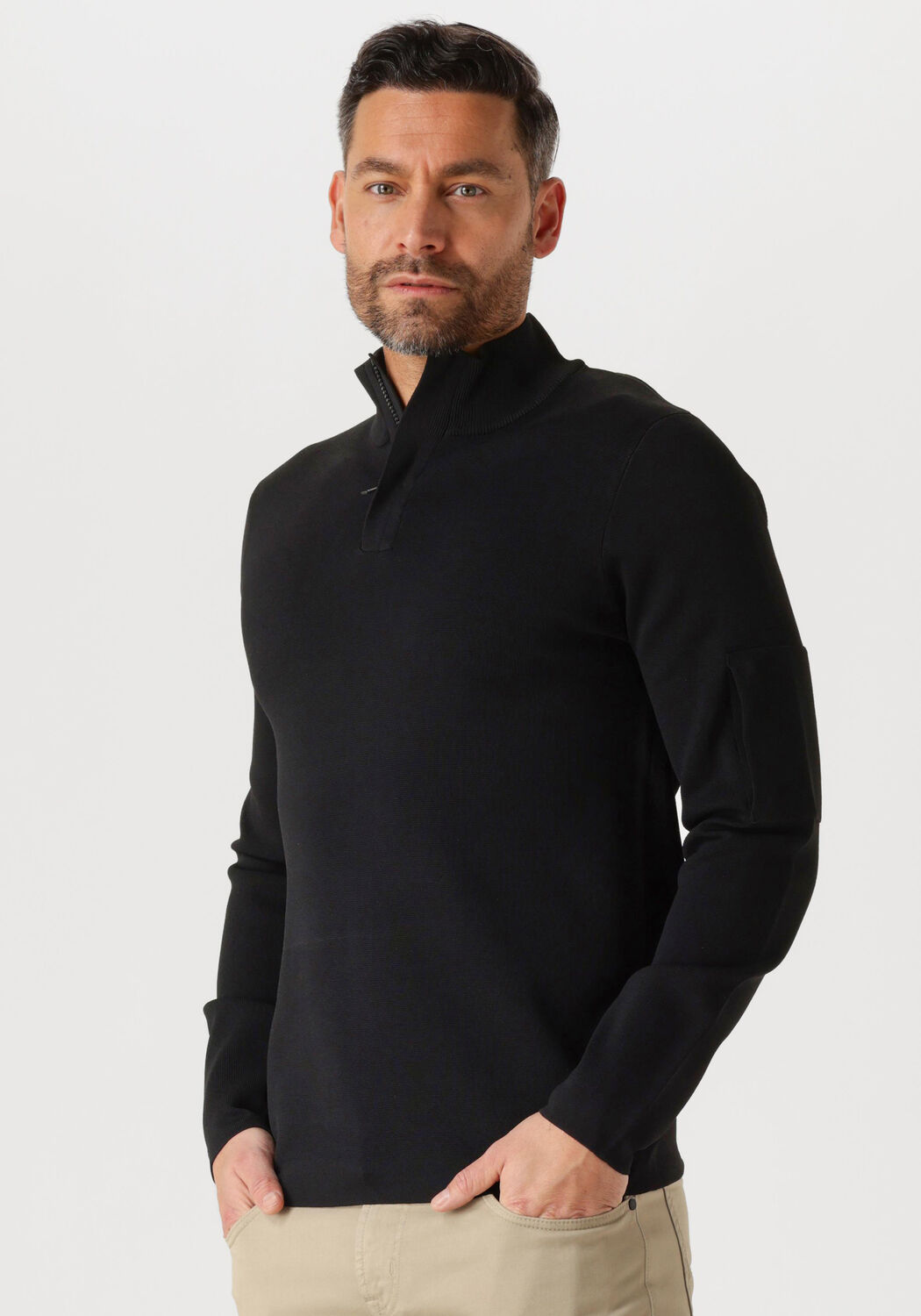 GENTI Heren Truien & Vesten Turtle Zip Zwart