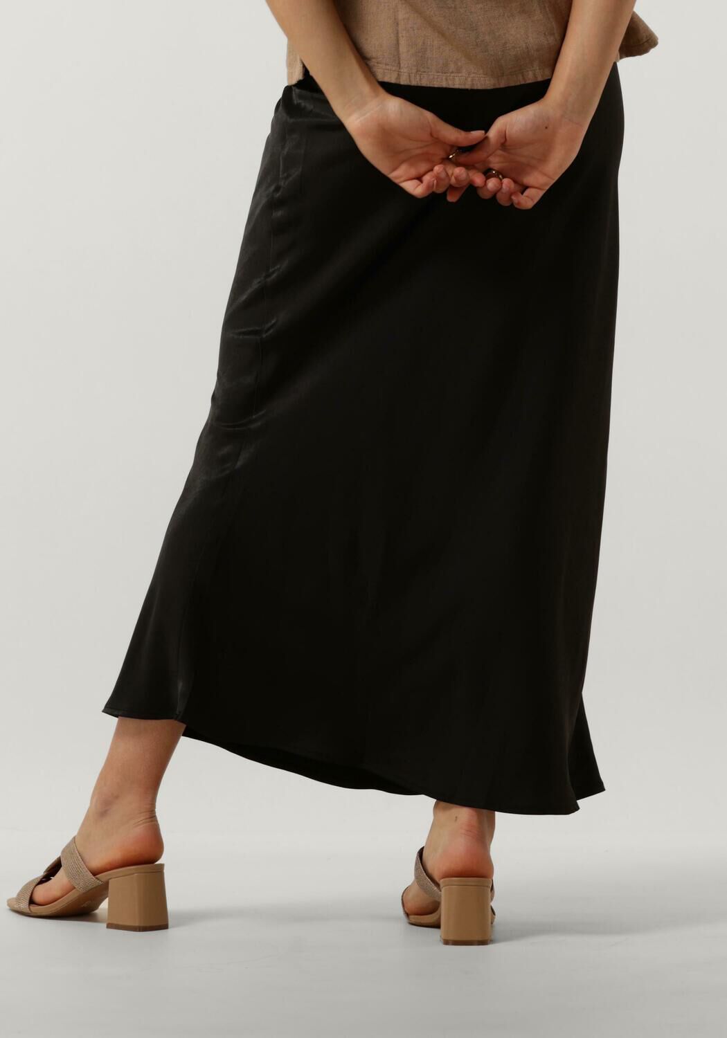 NOTRE-V Dames Rokken Satin Long Skirt Zwart