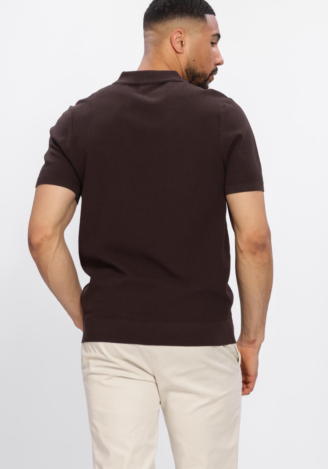 Bruine PROFUOMO Polo POLO OPEN COLLAR LUXURY BASIC - large