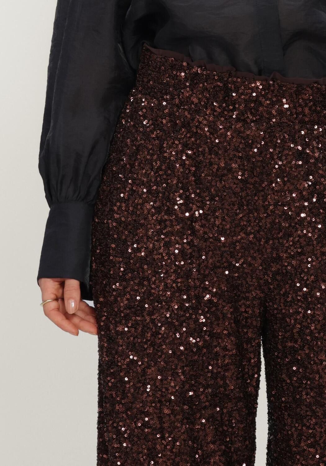 Bruine STUDIO ANNELOES Wijde broek Darielle sequin balloon trousers - large