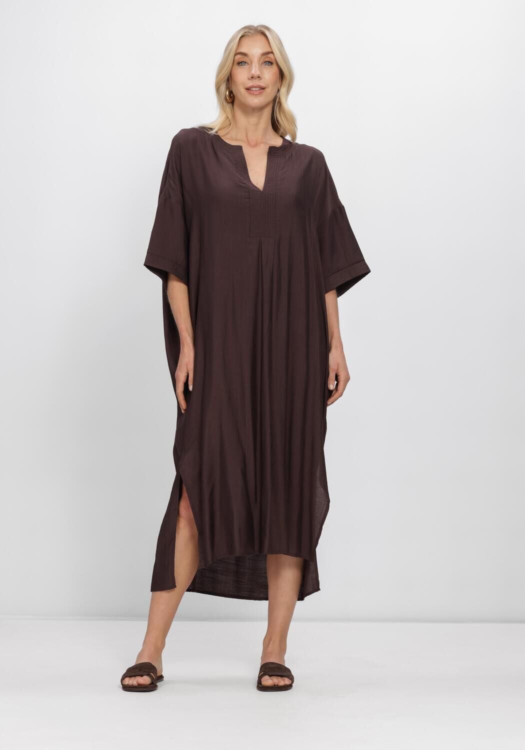 Bruine CO'COUTURE Maxi jurk HERACC TUNIC V-DRESS - large