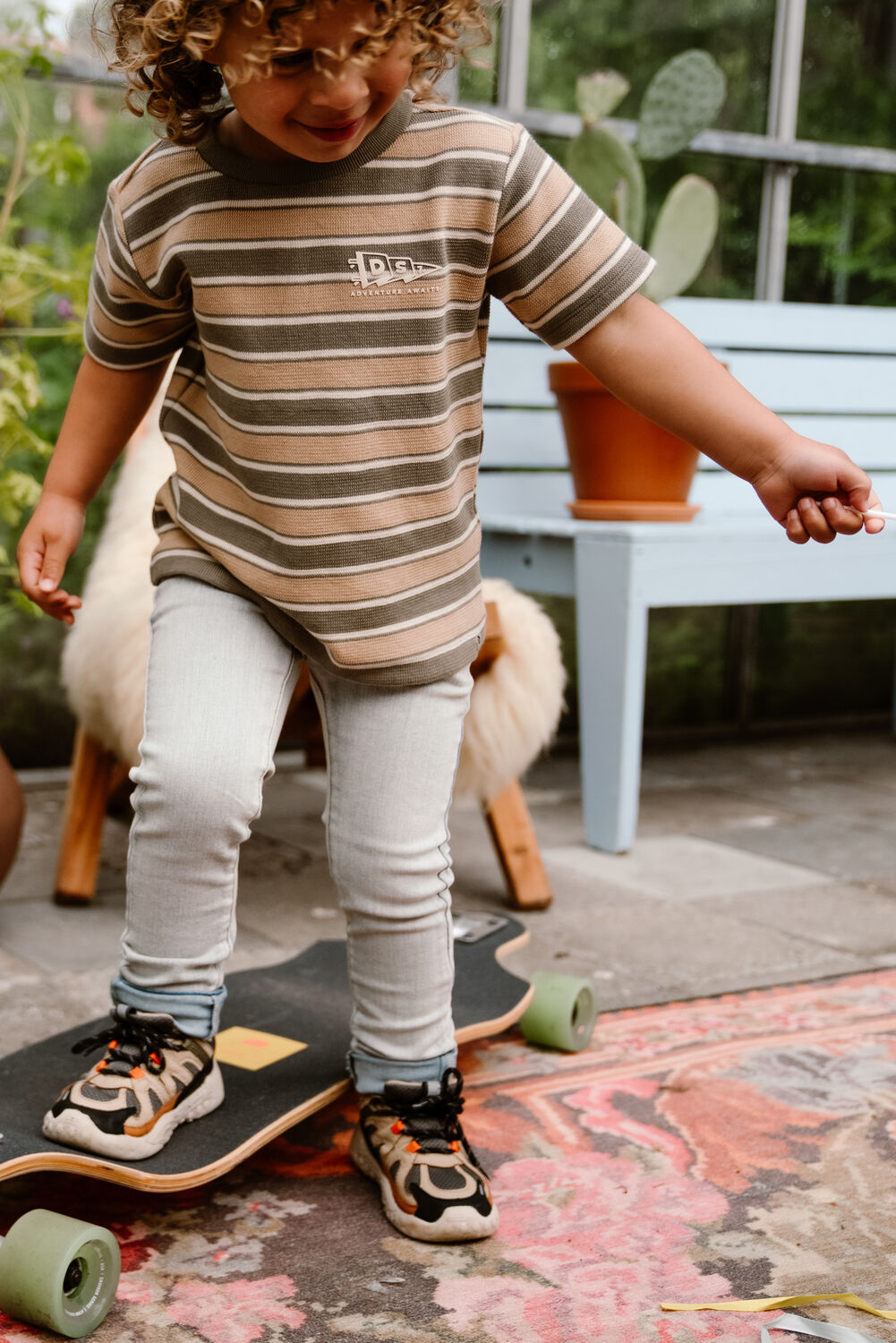 DAILY7 Jongens Polo's & T-shirts T-shirt Stripe Camel