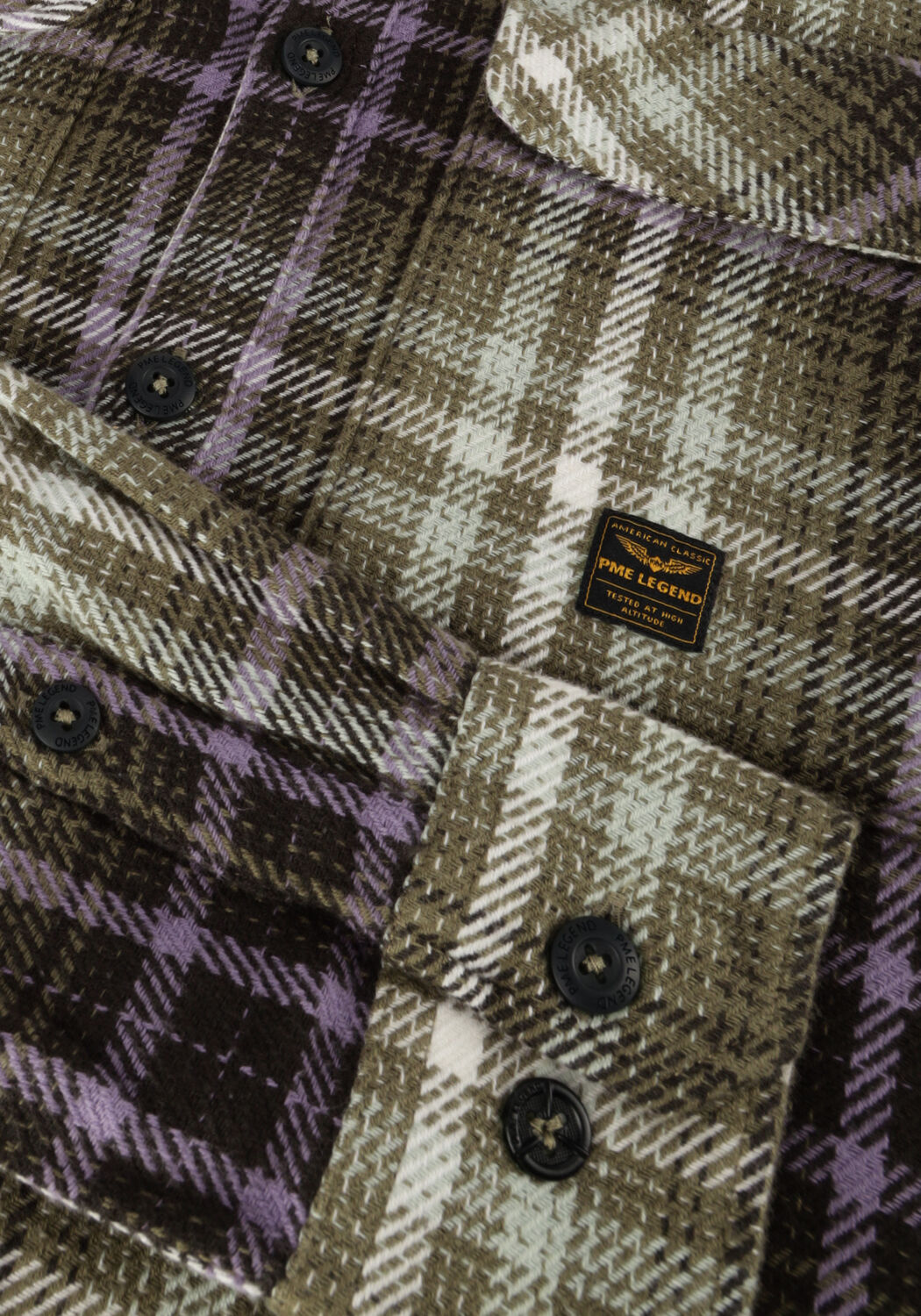 Groene PME LEGEND Overhemden LONG SLEEVE SHIRT HEAVY TWILL CHECK - large