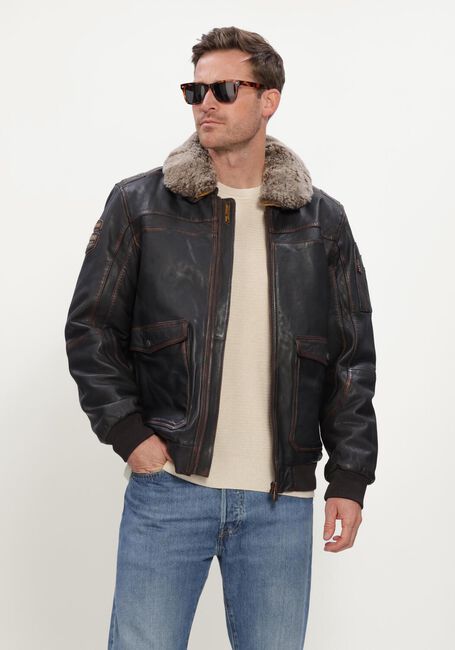 Bruine PME LEGEND Leren jas SHORT JACKET SNOWPROP RUBBED & SHADED SHEEP - large