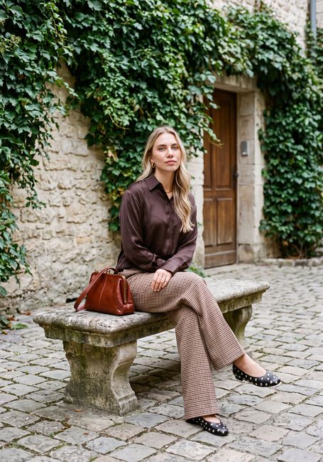 Multi SUMMUM Wijde broek TROUSERS CHECK GOJI BERRY - large