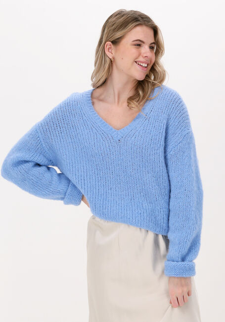 Lichtblauwe NEO NOIR Trui COFO FLUFFY KNIT BLOUSE - large