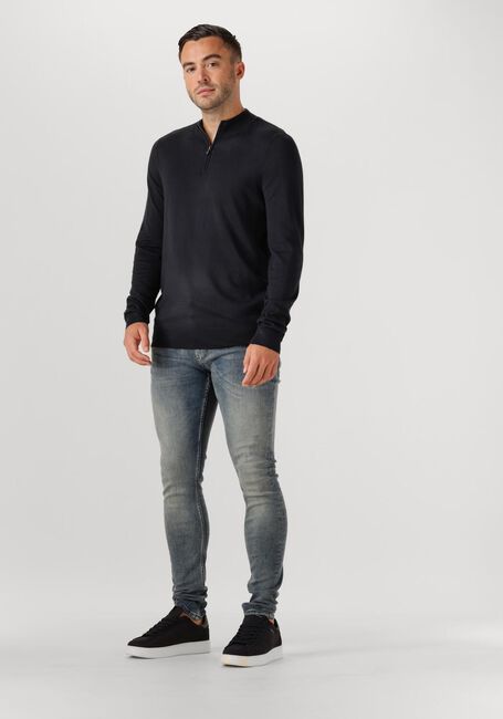 Donkerblauwe PURE PATH Trui ESSENTIAL KNITWEAR HALFZIP SWEATER - large