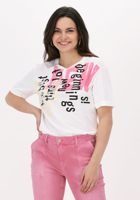 Gebroken wit SUMMUM T-shirt TEE SLOGAN ARTWORK COTTON MODA - large