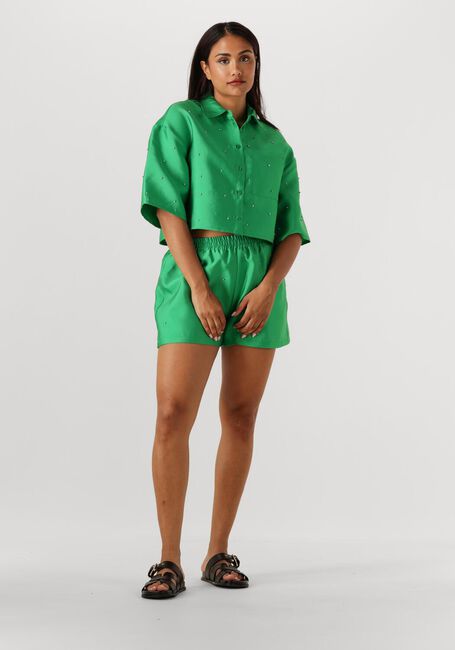Groene ALIX THE LABEL Blouses LADIES WOVEN EMBELLISHED SATIN BLOUSE - large