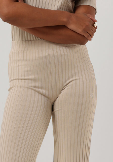 Beige CALVIN KLEIN Flared broek ELONGATED RIB PANTS - large