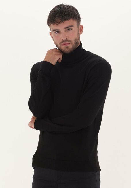 Zwarte SELECTED HOMME Coltrui TOWN MERINO COOLMAX KNIT ROLL B - large