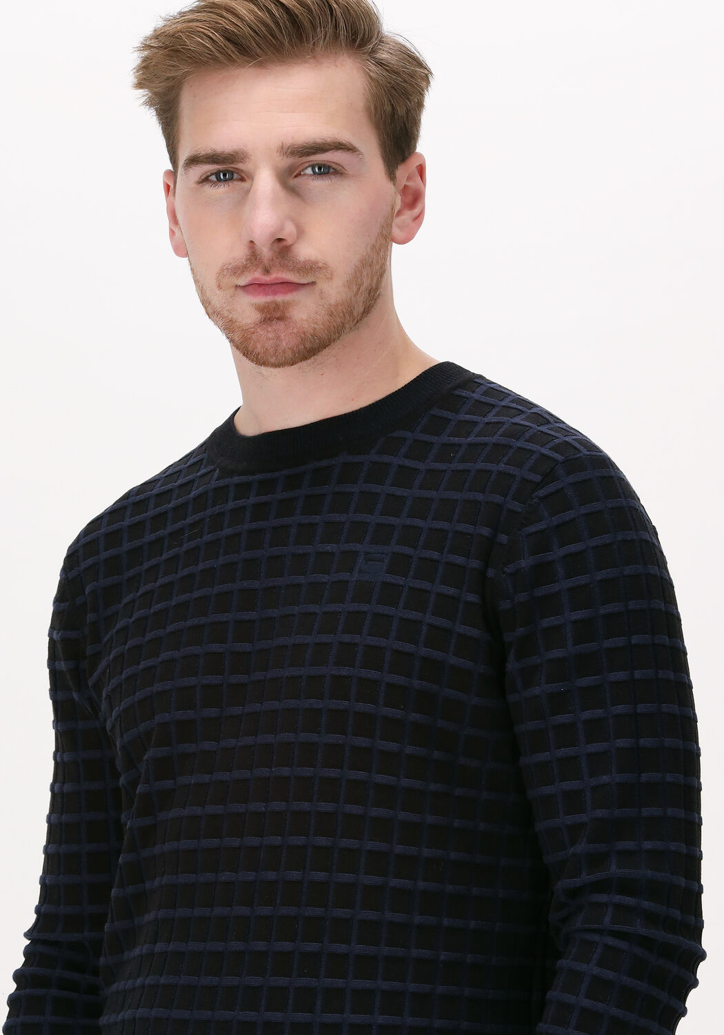 donkerblauwe g star raw trui table r knit