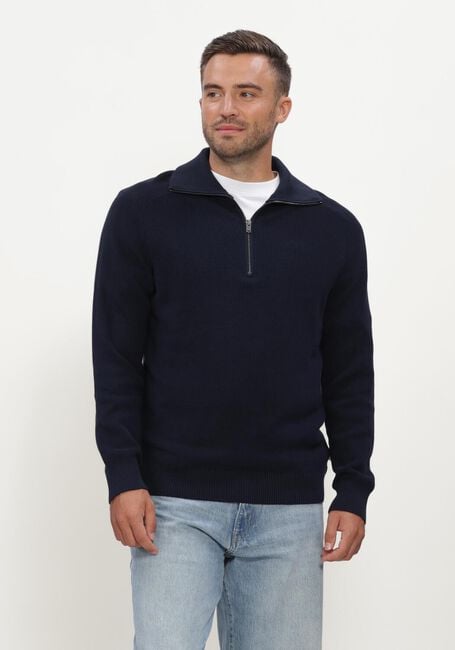 Donkerblauwe JC RAGS Trui PULLOVER HALF ZIP EDGAR - large