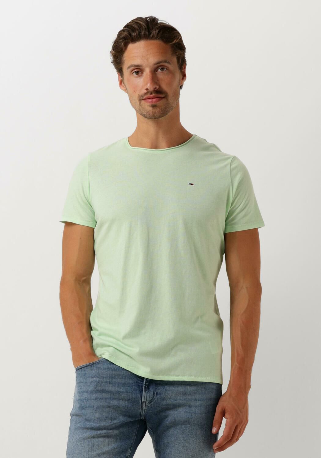 groene tommy jeans t shirt tjm xslim jaspe c neck