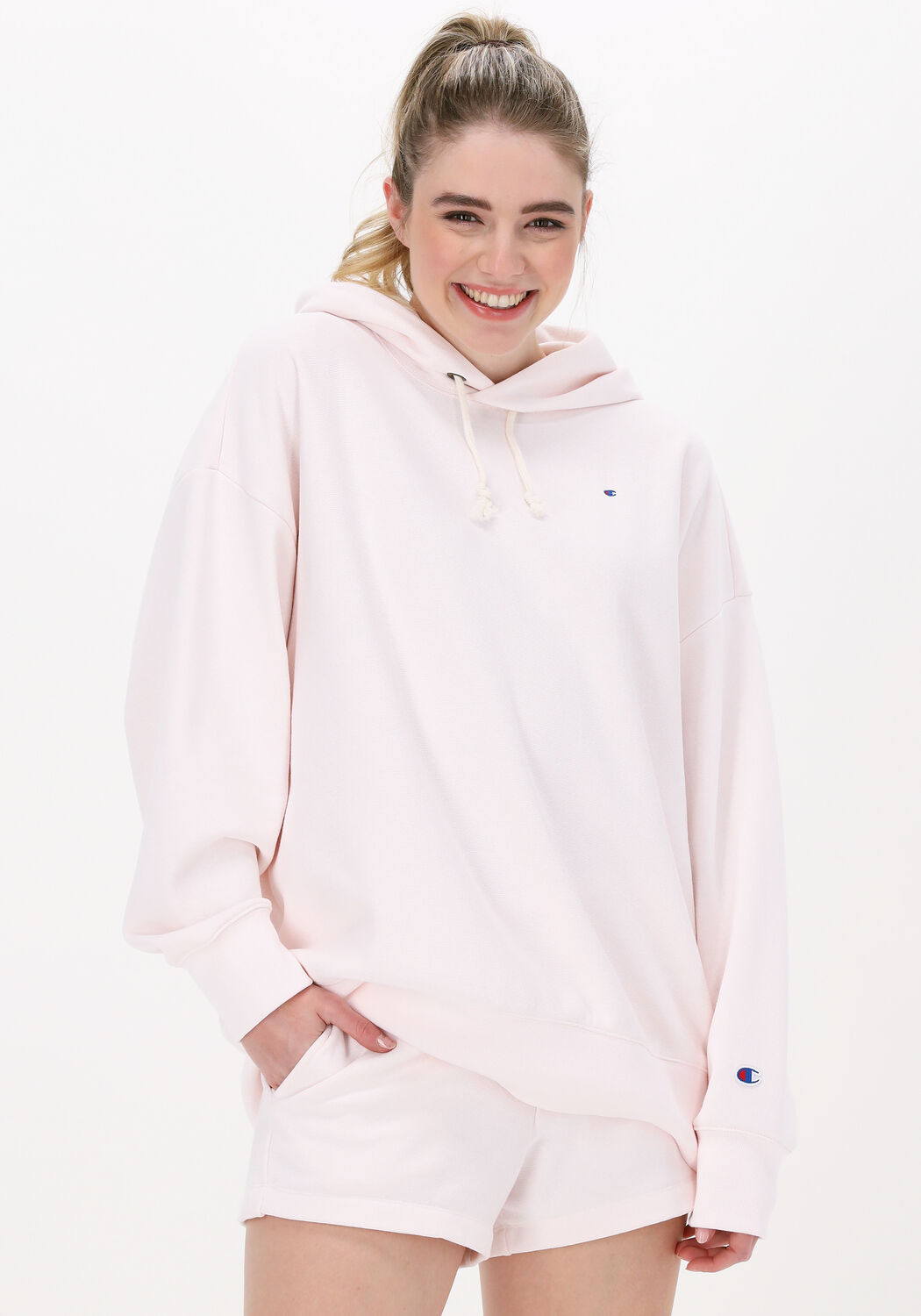 Roze champion hoodie hot sale
