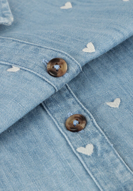 Lichtblauwe YOUR WISHES Blouses SLUB DENIM PUFF SLEEVE SHIRT - large