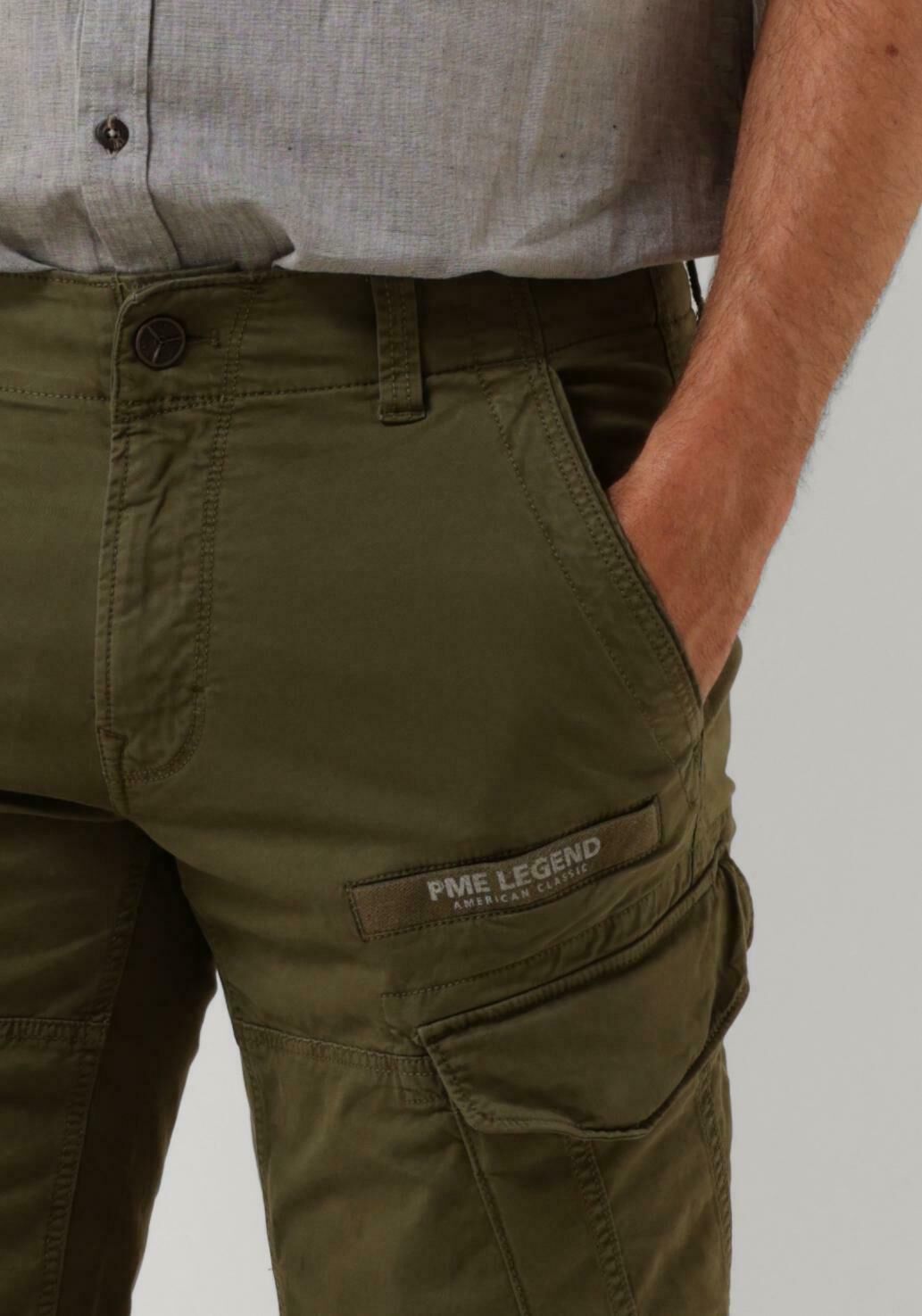 PME LEGEND Heren Broeken Nordrop Cargo Shorts Stretch Twill Groen