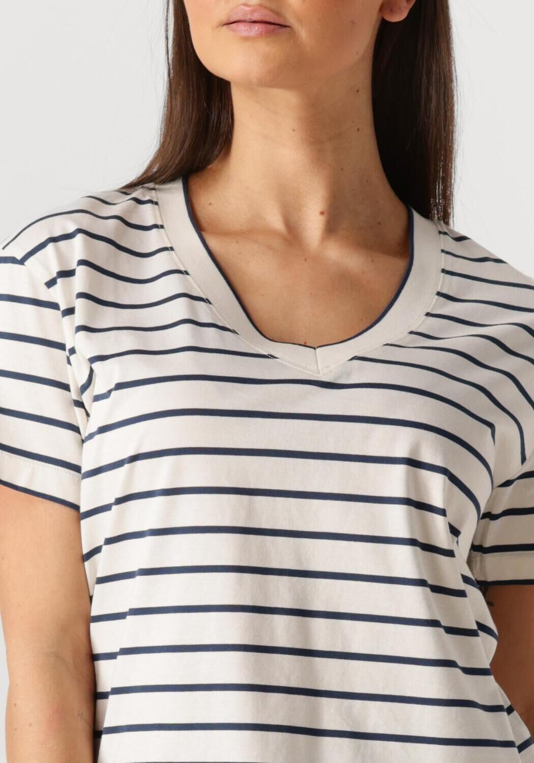 MOS MOSH Dames Tops & T-shirts Mmnani V-ss Stripe Tee Gebroken Wit