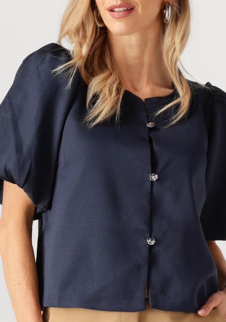 Donkerblauwe NEO NOIR Blouses AISA DULL SATIN BLOUSE - large