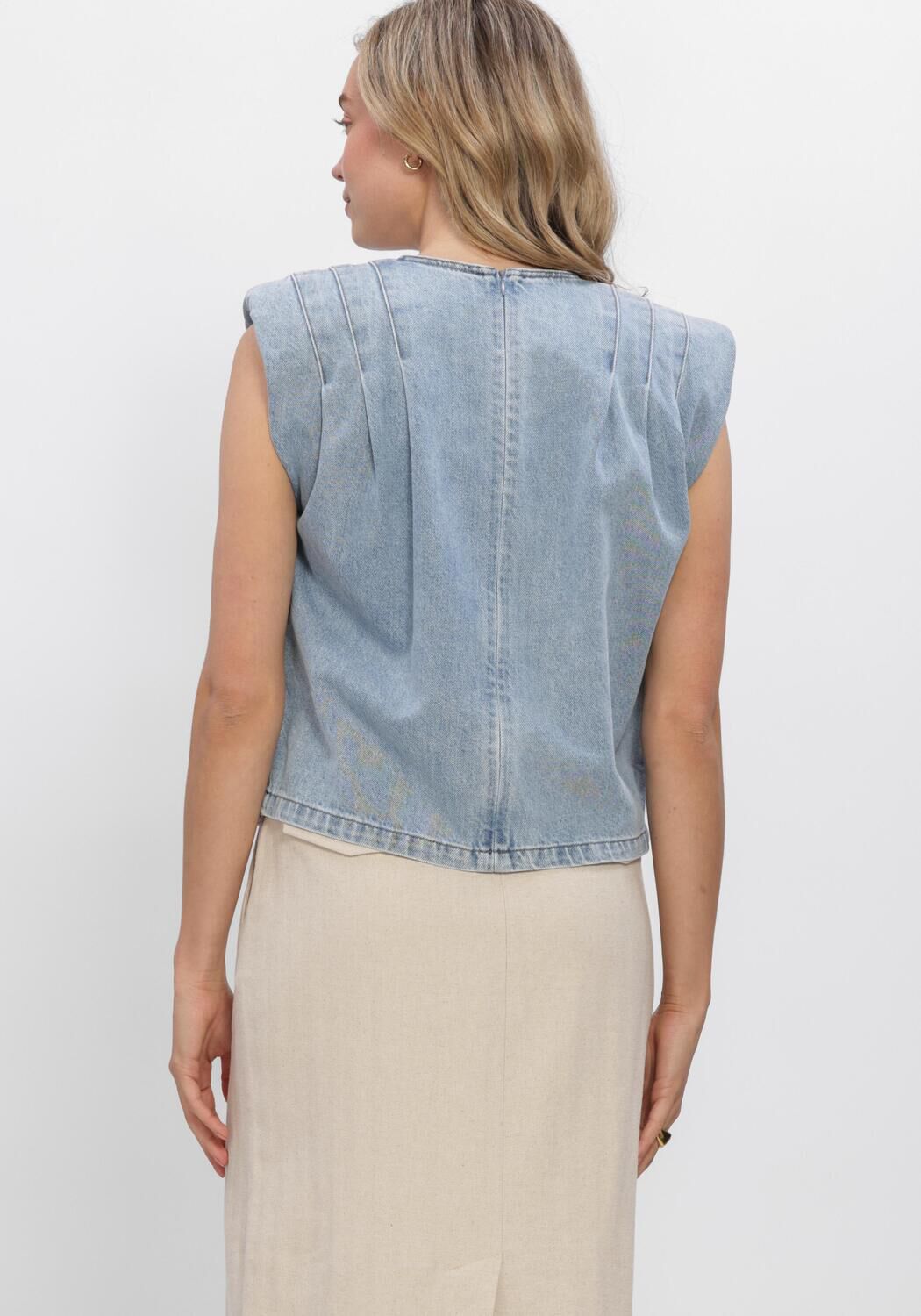 Lichtblauwe CO'COUTURE Top ASJACC WRAP DENIM TOP - large