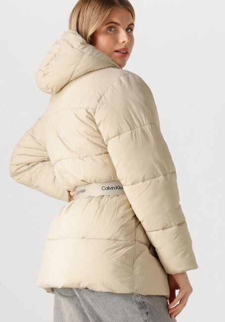 Beige CALVIN KLEIN Gewatteerde jas BELTED MIDWEIGHT PUFFER - large