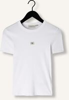 Witte CALVIN KLEIN T-shirt WOVEN LABEL RIB FITTED TEE Witte CALVIN KLEIN T-shirt WOVEN LABEL RIB FITTED TEE - medium