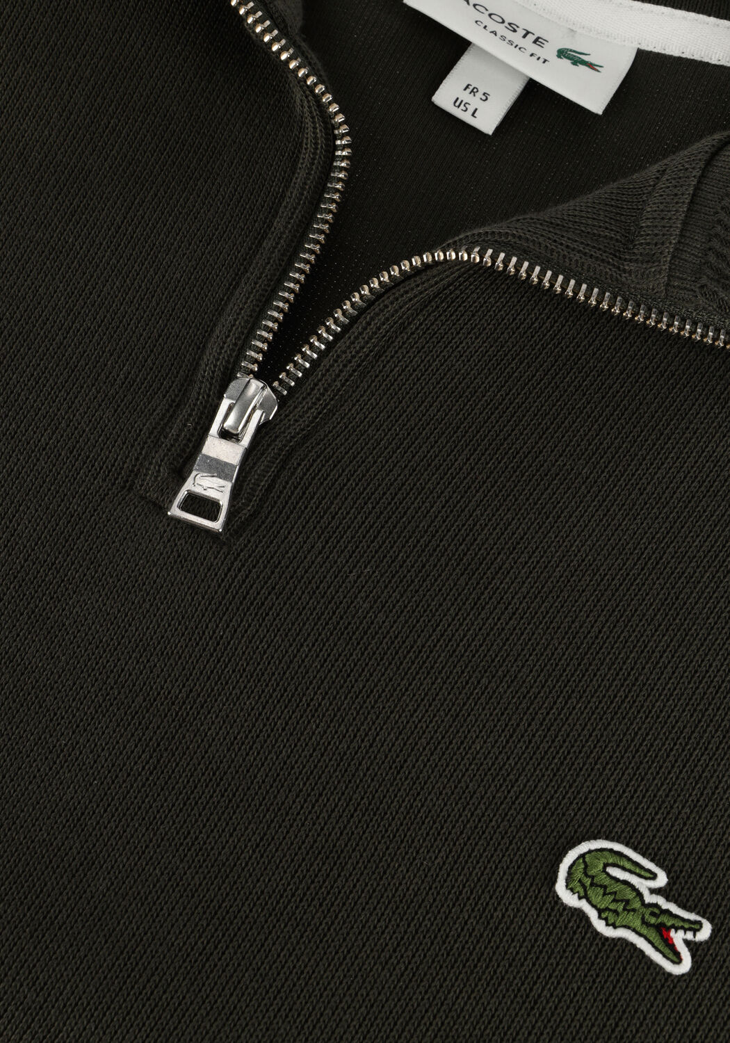 Donkergroene LACOSTE Trui REGULAR FIT HIGH NECK ZIPPED SWEATSHIRT - large