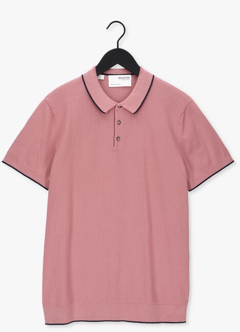 Roze SELECTED HOMME Polo SLHHANK SS KNIT BUTTON POLO - large