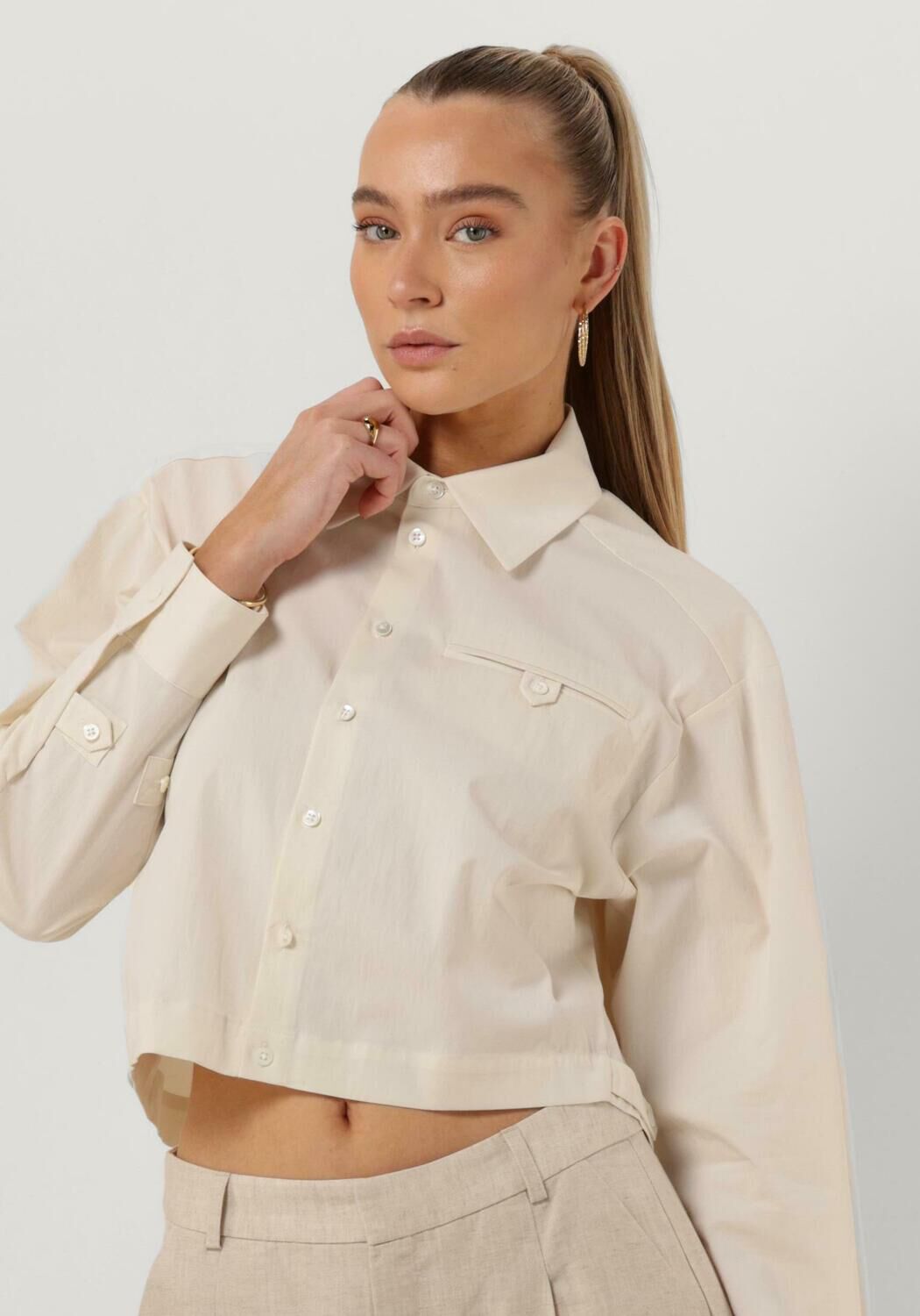 VANILIA Dames Blouses Boxy Adjustable Fit Beige